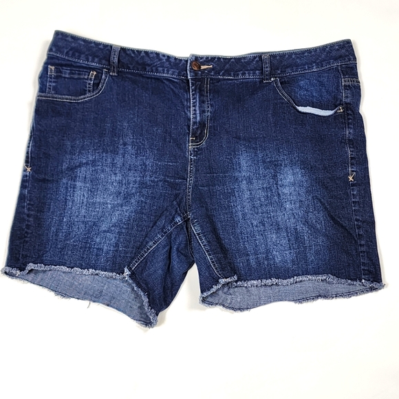Lane Bryant Pants - Lane Bryant Cutoff Shorts Plus Size 22 Distressed Blue Jean Denim Dark Wash